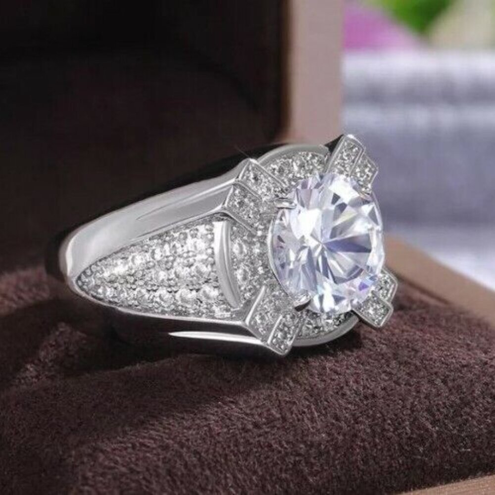 🔥Dainty Fever Glitter Zircon Chunky Wedding Luxury Ring for Man, MARR9223 - Picture 3 of 3